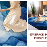 Ultra Soft Area Rug, Non Slip, Stain Resistant, Washable Area Rugs for Living Room, Bedroom, Gradient Spectrum, Blue White Swirls, Art Deco(Blue)