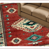 Ultra Soft Area Rug, Non Slip, Stain Resistant, Washable Area Rugs for Living Room, Bedroom, Cozy Farmhouse Patterned Design(Red)