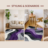 Ultra Soft Area Rug, Non Slip, Stain Resistant, Washable Area Rugs for Living Room, Bedroom, Minimalist Elegant Lattice Composition(Purple)