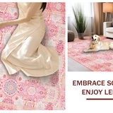 Ultra Soft Area Rug, Non Slip, Stain Resistant, Washable Area Rugs for Living Room, Bedroom, Lush Transitional Petal Arrangement(Pink)