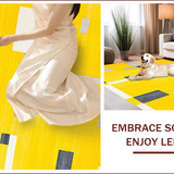 Ultra Soft Area Rug, Non Slip, Stain Resistant, Washable Area Rugs for Living Room, Bedroom, Contemporary Yellow Boxed Design(Yellow)