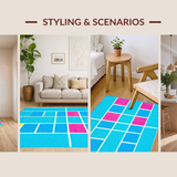 Ultra Soft Area Rug, Non Slip, Stain Resistant, Washable Area Rugs for Living Room, Bedroom, Dynamic Cheerful Learning Environment(Blue)