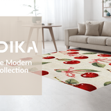Ultra Soft Area Rug, Non Slip, Stain Resistant, Washable Area Rugs for Living Room, Bedroom, Charming Cherry Blossom Bow Rug with Playful Fruit Motifs and Coquette Flair(Red)
