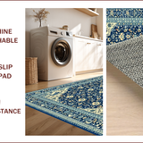 Ultra Soft Area Rug, Non Slip, Stain Resistant, Washable Area Rugs for Living Room, Bedroom, Tone on Tone Dining Room Stain-Resistant Carpet(Blue)