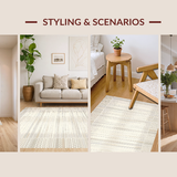 Ultra Soft Area Rug, Non Slip, Stain Resistant, Washable Area Rugs for Living Room, Bedroom, Luxurious Creamy Shag Pattern(Beige)