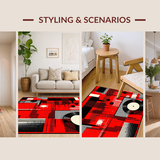 Ultra Soft Area Rug, Non Slip, Stain Resistant, Washable Area Rugs for Living Room, Bedroom, Contemporary Abstract Soundwave Design(Red)