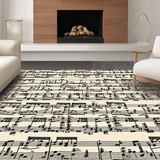 Ultra Soft Area Rug, Non Slip, Stain Resistant, Washable Area Rugs for Living Room, Bedroom, Classic Black Note Artistry Theme(Black)