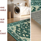 Ultra Soft Area Rug, Non Slip, Stain Resistant, Washable Area Rugs for Living Room, Bedroom, Moody Floral Boho Chic(Green)