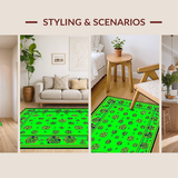 Ultra Soft Area Rug, Non Slip, Stain Resistant, Washable Area Rugs for Living Room, Bedroom, Rustic Multi-Color Clover Motif(Green)