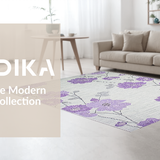 Ultra Soft Area Rug, Non Slip, Stain Resistant, Washable Area Rugs for Living Room, Bedroom, Sophisticated Grey Floral Elegance(Purple)