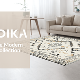 Ultra Soft Area Rug, Non Slip, Stain Resistant, Washable Area Rugs for Living Room, Bedroom, Neutral Textured Diamond Motif(Beige)