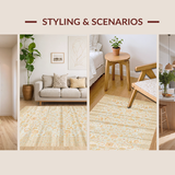 Ultra Soft Area Rug, Non Slip, Stain Resistant, Washable Area Rugs for Living Room, Bedroom, Rustic Tan Distressed Pattern(Beige)
