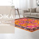 Ultra Soft Area Rug, Non Slip, Stain Resistant, Washable Area Rugs for Living Room, Bedroom, Contemporary Vibrant Pattern Showcase(Orange)