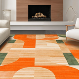 Ultra Soft Area Rug, Non Slip, Stain Resistant, Washable Area Rugs for Living Room, Bedroom, Striking Dynamic Linear Arrangement(Orange)