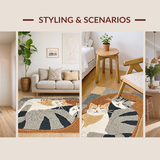 Ultra Soft Area Rug, Non Slip, Stain Resistant, Washable Area Rugs for Living Room, Bedroom, Delightful Earthy Cat Aesthetic(Beige)