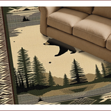 Ultra Soft Area Rug, Non Slip, Stain Resistant, Washable Area Rugs for Living Room, Bedroom, Classic Woodland Animal Motif(Beige)