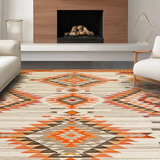 Ultra Soft Area Rug, Non Slip, Stain Resistant, Washable Area Rugs for Living Room, Bedroom, Striking Ogee Pattern in Neutral Palette(Beige)