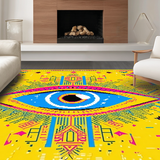 Ultra Soft Area Rug, Non Slip, Stain Resistant, Washable Area Rugs for Living Room, Bedroom, Contemporary Vibrant Folk Art(Yellow)