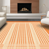 Ultra Soft Area Rug, Non Slip, Stain Resistant, Washable Area Rugs for Living Room, Bedroom, Artistic Mid Century Geometric Flair(Orange)