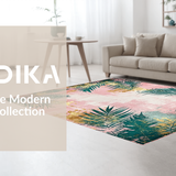 Ultra Soft Area Rug, Non Slip, Stain Resistant, Washable Area Rugs for Living Room, Bedroom, Sophisticated Tropical Medallion Style(Pink)