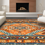 Ultra Soft Area Rug, Non Slip, Stain Resistant, Washable Area Rugs for Living Room, Bedroom, Eclectic Colorful Geometric Motif(Orange)