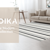 Bold Striped Accent with Symmetrical Monochrome Line Art(Beige)