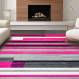 Ultra Soft Area Rug, Non Slip, Stain Resistant, Washable Area Rugs for Living Room, Bedroom, Striking Minimalist Graphic Lines(Pink)