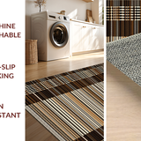 Ultra Soft Area Rug, Non Slip, Stain Resistant, Washable Area Rugs for Living Room, Bedroom, Contemporary Earthy Striped Elegance(Brown)