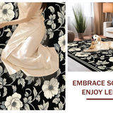 Ultra Soft Area Rug, Non Slip, Stain Resistant, Washable Area Rugs for Living Room, Bedroom, Elegant Earth Tone Aesthetic(Black)