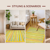Ultra Soft Area Rug, Non Slip, Stain Resistant, Washable Area Rugs for Living Room, Bedroom, Chic Earthy Tones Design(Yellow)