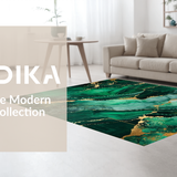 Ultra Soft Area Rug, Non Slip, Stain Resistant, Washable Area Rugs for Living Room, Bedroom, Contemporary Elegant Black Gold Fusion(Green)