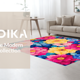 Ultra Soft Area Rug, Non Slip, Stain Resistant, Washable Area Rugs for Living Room, Bedroom, Whimsical Rainbow Blossom Theme(Pink)