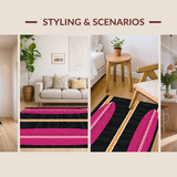 Ultra Soft Area Rug, Non Slip, Stain Resistant, Washable Area Rugs for Living Room, Bedroom, Stylish Minimalist Diamond Arrangement(Pink)