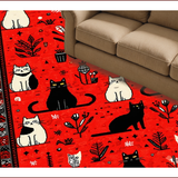 Ultra Soft Area Rug, Non Slip, Stain Resistant, Washable Area Rugs for Living Room, Bedroom, Funny Western Cat(Red)