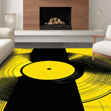 Ultra Soft Area Rug, Non Slip, Stain Resistant, Washable Area Rugs for Living Room, Bedroom, Eclectic Geometric Soundwave Illustration(Yellow)