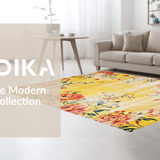 Ultra Soft Area Rug, Non Slip, Stain Resistant, Washable Area Rugs for Living Room, Bedroom, Elegant Warm Tones Floral Design(Yellow)
