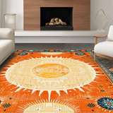 Ultra Soft Area Rug, Non Slip, Stain Resistant, Washable Area Rugs for Living Room, Bedroom, Rustic Soft Pastel Circular Design(Orange)