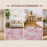Ultra Soft Area Rug, Non Slip, Stain Resistant, Washable Area Rugs for Living Room, Bedroom, Luxurious Ombre Floral Arrangement(Pink)