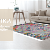 Ultra Soft Area Rug, Non Slip, Stain Resistant, Washable Area Rugs for Living Room, Bedroom, Elegant Vintage Geometric Aesthetic(Gray)