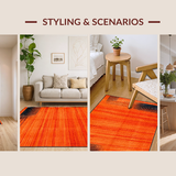 Ultra Soft Area Rug, Non Slip, Stain Resistant, Washable Area Rugs for Living Room, Bedroom, Striking 3D Distorted Illusion(Orange)