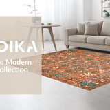 Ultra Soft Area Rug, Non Slip, Stain Resistant, Washable Area Rugs for Living Room, Bedroom, Unique Colorful Geometric Arrangement(Orange)