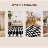 Ultra Soft Area Rug, Non Slip, Stain Resistant, Washable Area Rugs for Living Room, Bedroom, Modern Black Geometric Hallway Runner Non-Skid(Black)