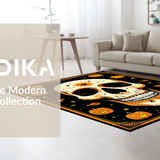 Ultra Soft Area Rug, Non Slip, Stain Resistant, Washable Area Rugs for Living Room, Bedroom, Cultural Ethnic Circle Design(Orange)