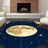 Ultra Soft Area Rug, Non Slip, Stain Resistant, Washable Area Rugs for Living Room, Bedroom, Rustic Celestial Phase Design(Gold)