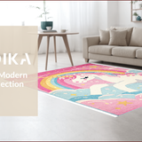 Ultra Soft Area Rug, Non Slip, Stain Resistant, Washable Area Rugs for Living Room, Bedroom, Unicorn-Themed Plush Nursery Area Carpet(Red)
