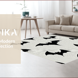Ultra Soft Area Rug, Non Slip, Stain Resistant, Washable Area Rugs for Living Room, Bedroom, Witchy Bat Shape Bedroom Spooky Decor Mat(Black)