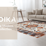 Ultra Soft Area Rug, Non Slip, Stain Resistant, Washable Area Rugs for Living Room, Bedroom, Elegant Layered Floral Design Style(Orange)