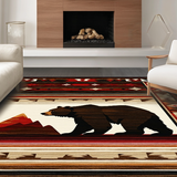 Ultra Soft Area Rug, Non Slip, Stain Resistant, Washable Area Rugs for Living Room, Bedroom, Bold Rustic Cabin Decor(Red)