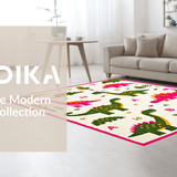 Ultra Soft Area Rug, Non Slip, Stain Resistant, Washable Area Rugs for Living Room, Bedroom, Charming Educational Dino Motif(White)