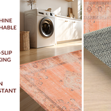 Ultra Soft Area Rug, Non Slip, Stain Resistant, Washable Area Rugs for Living Room, Bedroom, Classic Mediterranean Textured Appeal(Orange)